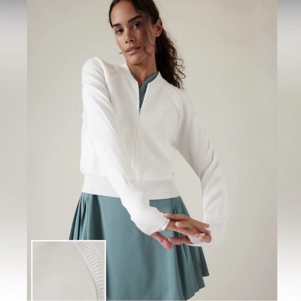 Athleta White Zip-Up Cardigan jacket